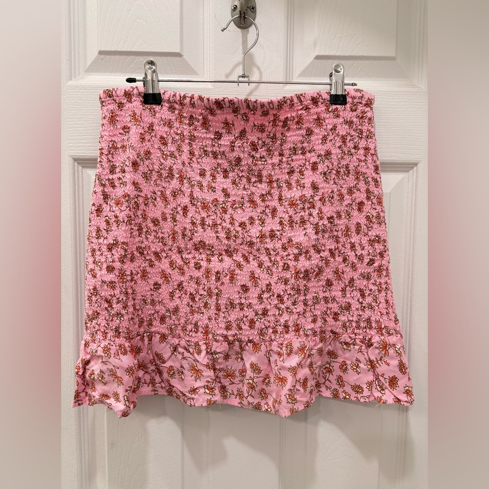 Cotton On Pink Floral Ruched Skirt Size L